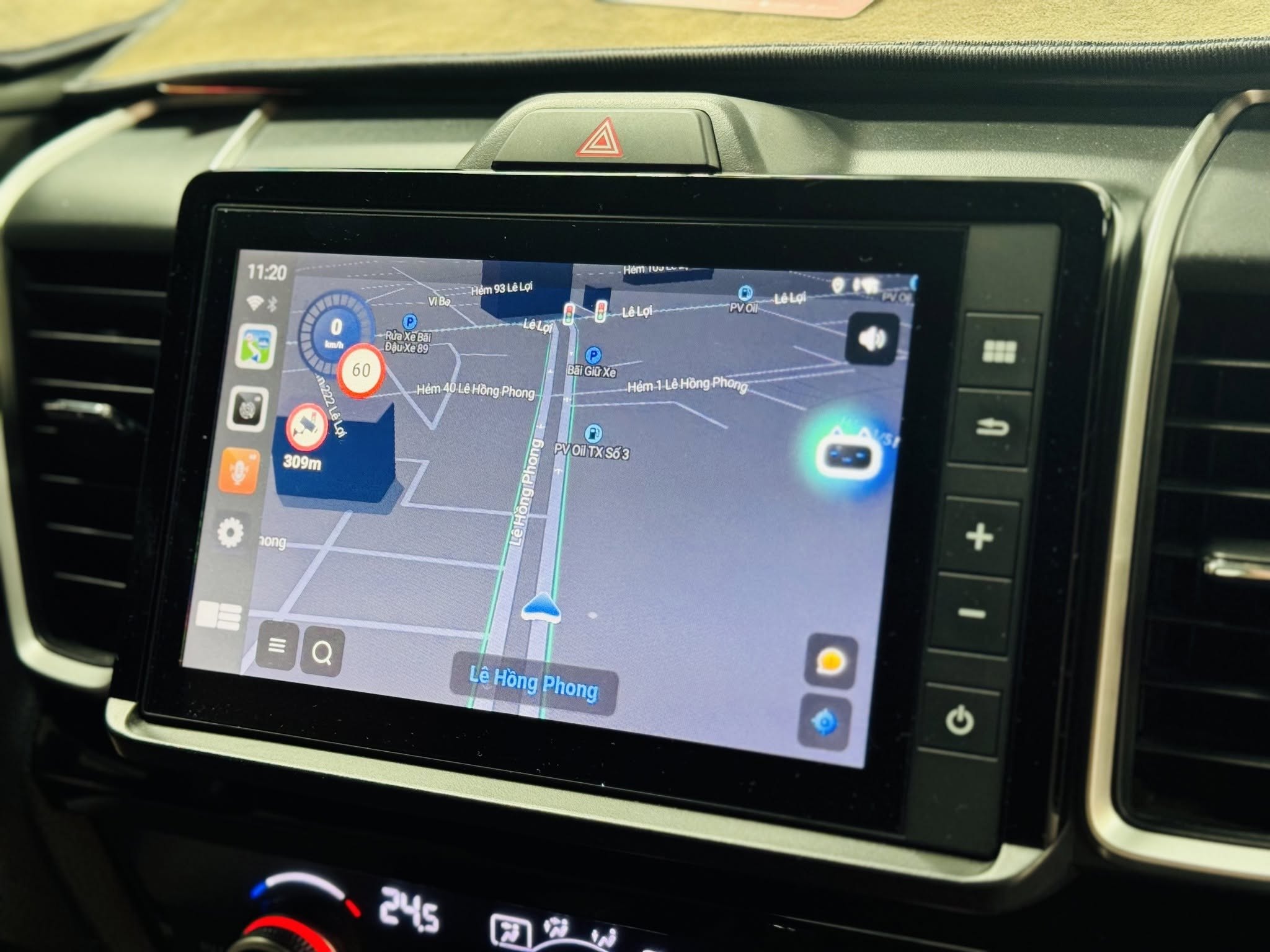 Android Box Icar Elliview D5 hiển thị bản đồ và cảnh báo tốc độ trên màn zin Honda City