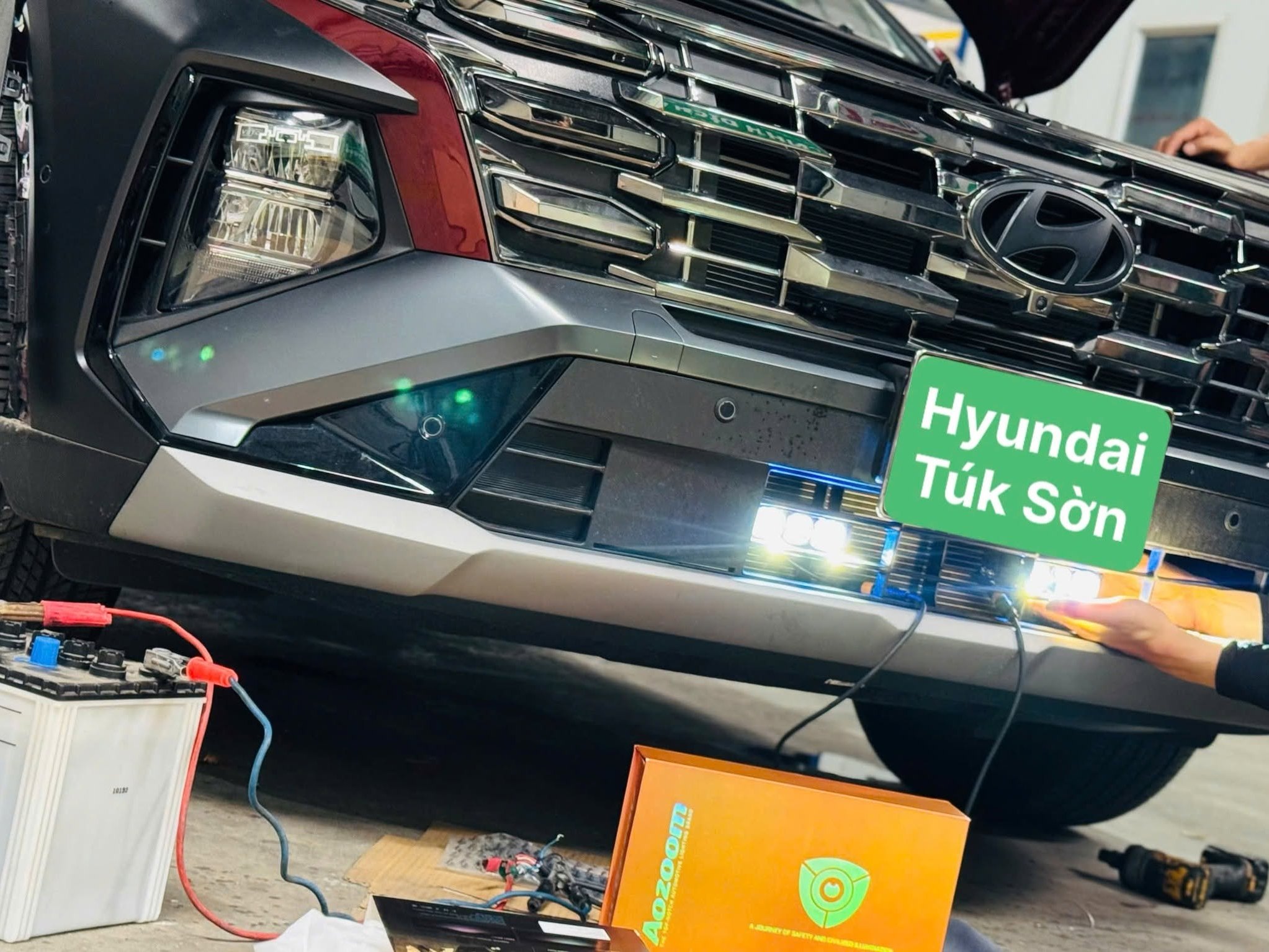 Test đèn trợ sáng EX3 trên Hyundai Tucson sau khi lắp
